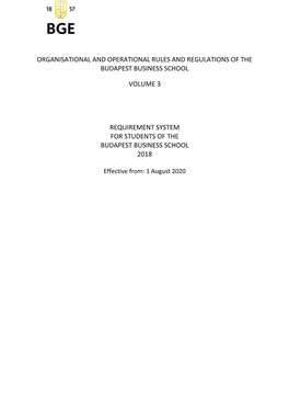 Organisational and Operational Rules and Regulations of the Budapest Business School