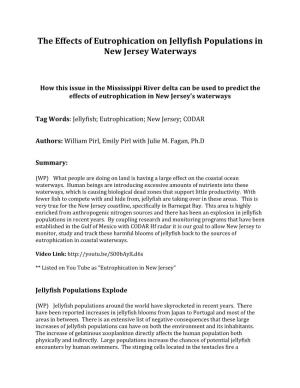 The Effects of Eutrophication on Jellyfish Populations in New Jersey Waterways