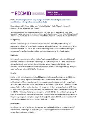 Anidulafungin Versus Caspofungin for the Treatment of Proven Invasive Candidiasis; a Retrospective Comparative Study