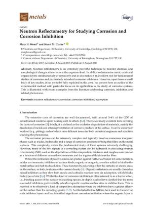 Neutron Reflectometry for Studying Corrosion and Corrosion Inhibition