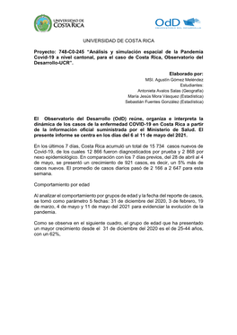 Reporte Epidemiológico Del Covid-19 Para Los Días 6 Al 11 Mayo 2021