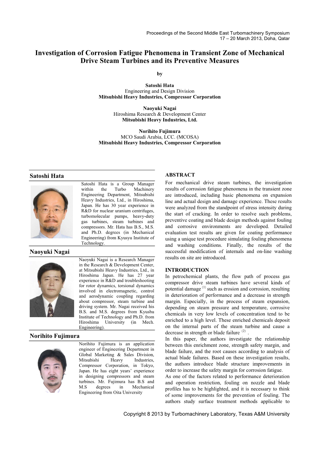 Investigation of Corrosion Fatigue Phenomena in Transient Zone of Mechanical Drive Steam Turbines and Its Preventive Measures