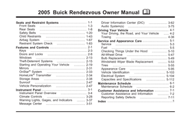 2005 Buick Rendezvous Owner Manual M