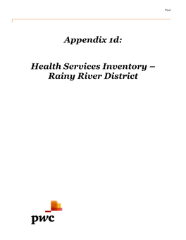 Health Services Inventory – Rainy River District Final