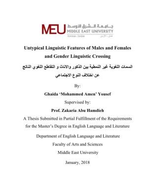 Untypical Linguistic Features of Males and Females and Gender Linguistic Crossing