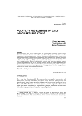 Volatility and Kurtosis of Daily Stock Returns at MSE