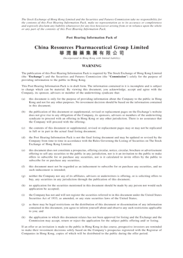 China Resources Pharmaceutical Group Limited 華潤醫藥集團有限公司 (Incorporated in Hong Kong with Limited Liability)