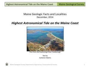 Highest Astronomical Tide on the Maine Coast Maine Geological Survey