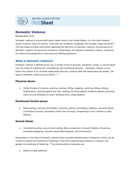 Domestic Violence Michelle Rice, Ph.D