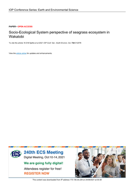 PDF, Socio-Ecological System Perspective of Seagrass Ecosystem