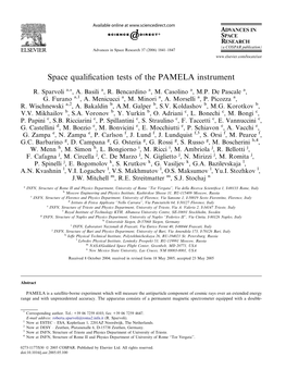 Space Qualification Tests of the PAMELA Instrument
