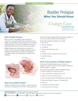 Bladder Prolapse What You Should Know