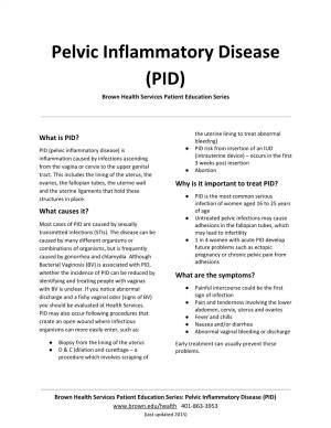 Pelvic Inflammatory Disease (PID) Brown Health Services Patient Education Series