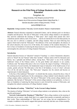 Research on the Filial Piety of College Students Under General Education