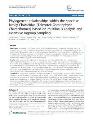 Phylogenetic Relationships Within the Speciose Family Characidae