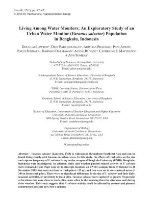 An Exploratory Study of an Urban Water Monitor (Varanus Salvator) Population in Bengkulu, Indonesia