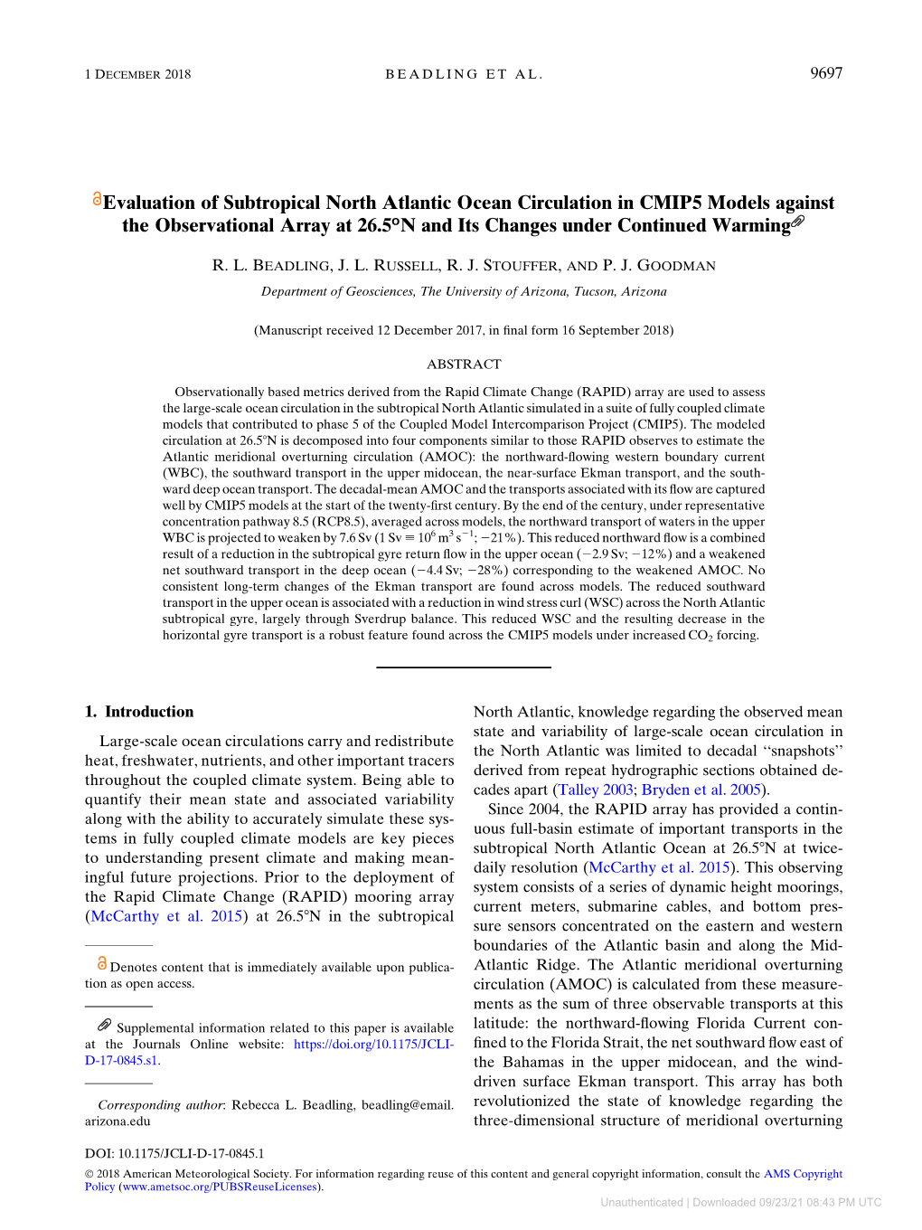 Evaluation of Subtropical North Atlantic Ocean Circulation in CMIP5 Models Against the Observational Array at 26.5°N and Its Changes Under Continued Warming