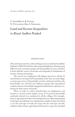 Land and Income Inequalities in Rural Andhra Pradesh