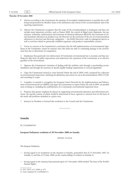 Somaliaeuropean Parliament Resolution of 20 November 2008 On