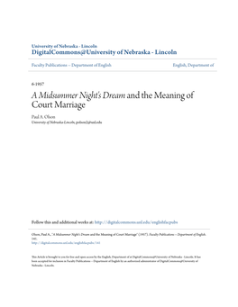 A Midsummer Night's Dream and the Meaning of Court Marriage Paul A