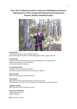 Dene Tha' Traditional Land Use, Concerns and Mitigation Measures