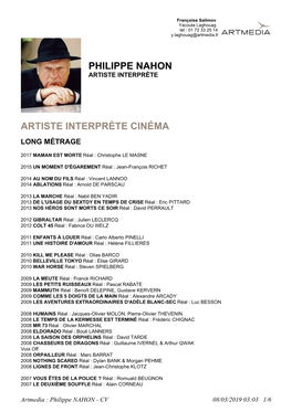 Philippe Nahon Artiste Interprète Cinéma