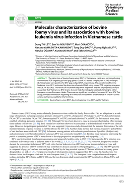Molecular Characterization of Bovine Foamy Virus and Its Association with Bovine Leukemia Virus Infection in Vietnamese Cattle