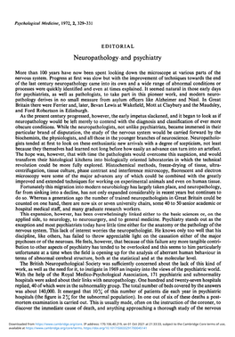 Neuropathology and Psychiatry