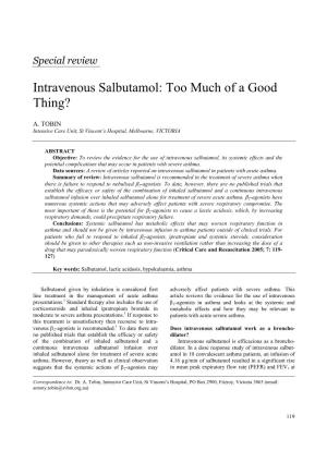 Intravenous Salbutamol: Too Much of a Good Thing?