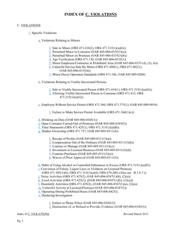 Index of C. Violations