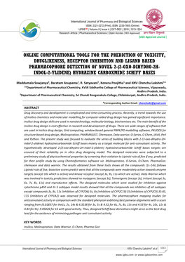 Online Computational Tools for the Prediction of Toxicity, Druglikeness, Receptor Inhibition and Ligand Based Pharmacophore Dete
