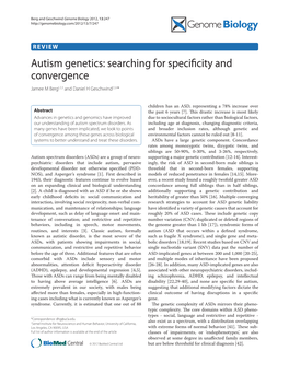 Autism Genetics: Searching for Specificity and Convergence