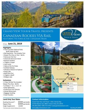 Canadian Rockies VIA Rail Featuring Victoria & the Canadian Train