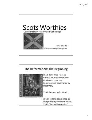 Scots Worthies Covenanters in History and Genealogy