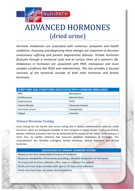 ADVANCED HORMONES (Dried Urine)