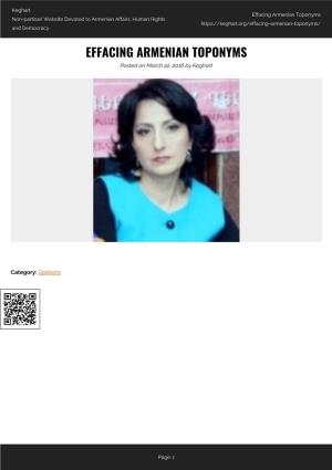 Effacing Armenian Toponyms Non-Partisan Website Devoted to Armenian Affairs, Human Rights and Democracy