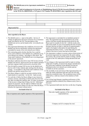 Form Confirming Signing an Agreement for the Idosell.Com Service