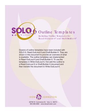 SOLO 6 Outline Templates 4 Fiction Book Report Notes Title Author Setting Place Time Characters Main Character Other Characters Conflict Resolution Your Thoughts