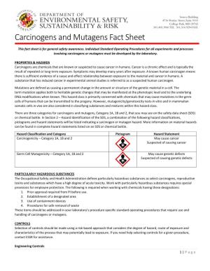 Carcinogens and Mutagens Fact Sheet