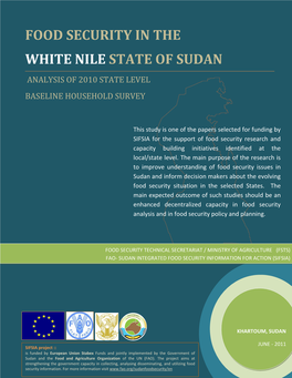 Food Security in the White Nile State of Sudan Food Security in The