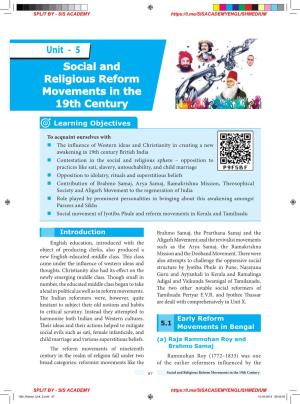 Unit - 5 Social and Religious Reform Movements in the 19Th Century