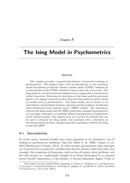 The Ising Model in Psychometrics