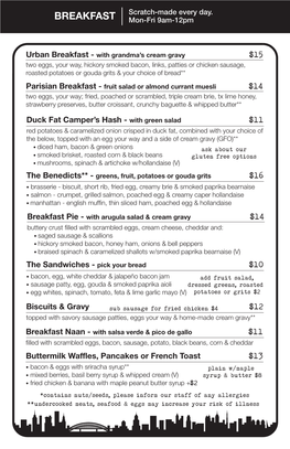 BREAKFAST Mon-Fri 9Am-12Pm