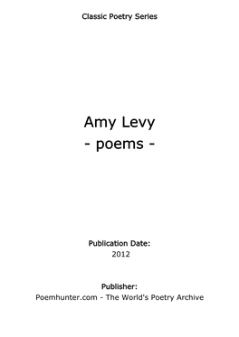 Amy Levy - Poems
