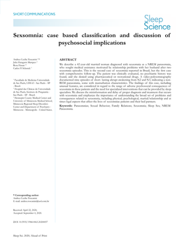 Sexsomnia Case,COMMUNICATIONS Classiﬁcation, Psychosocial Implications