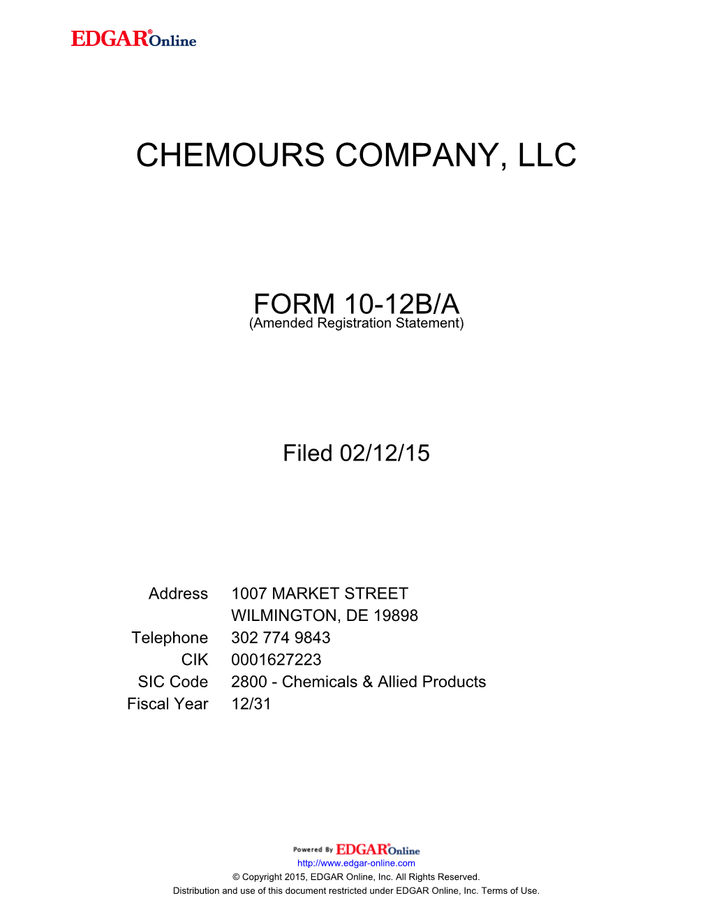 Chemours Company, Llc