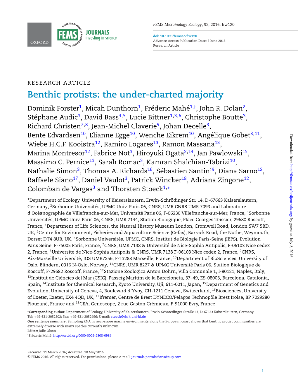 Benthic Protists