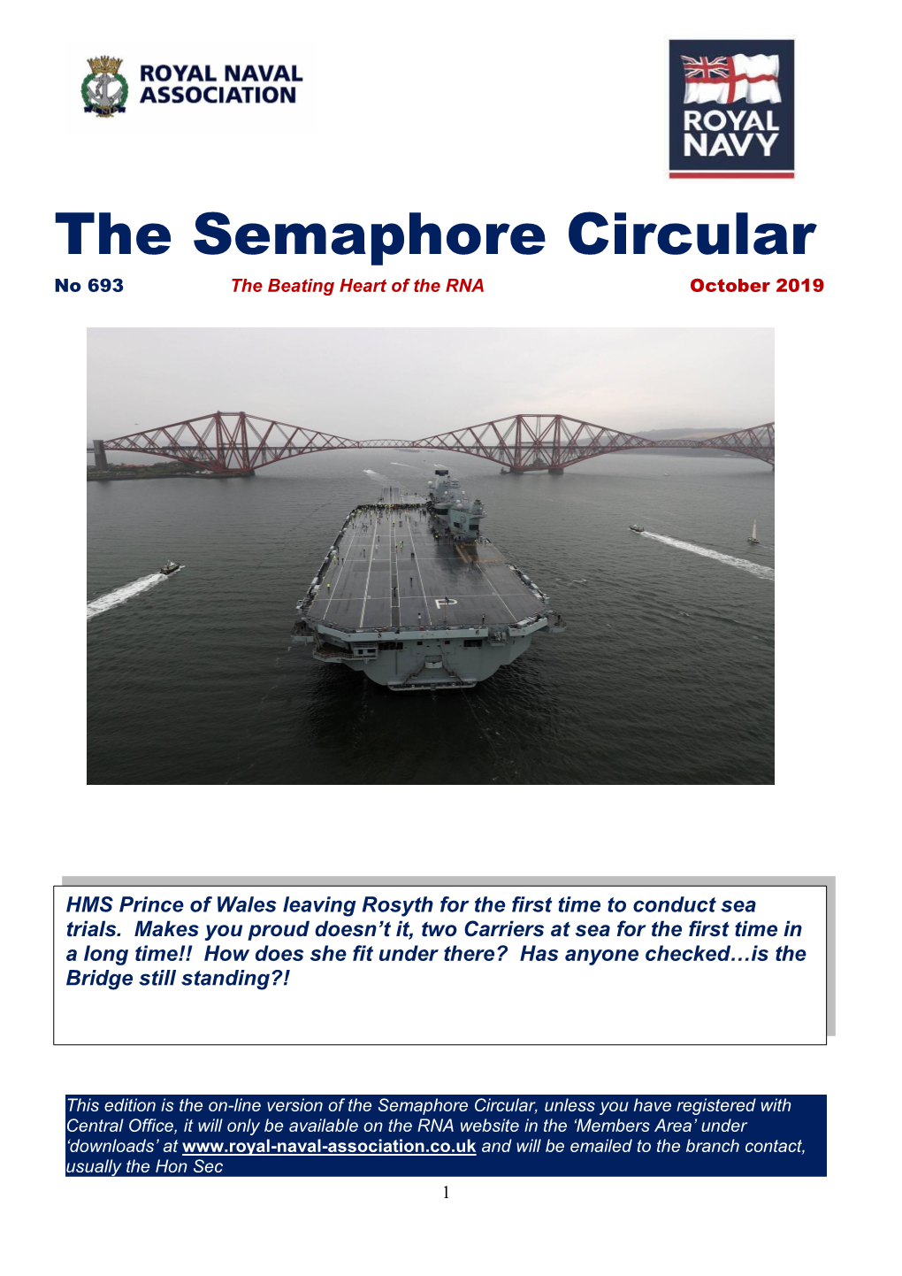 The Semaphore Circular No 693 the Beating Heart of the RNA October 2019