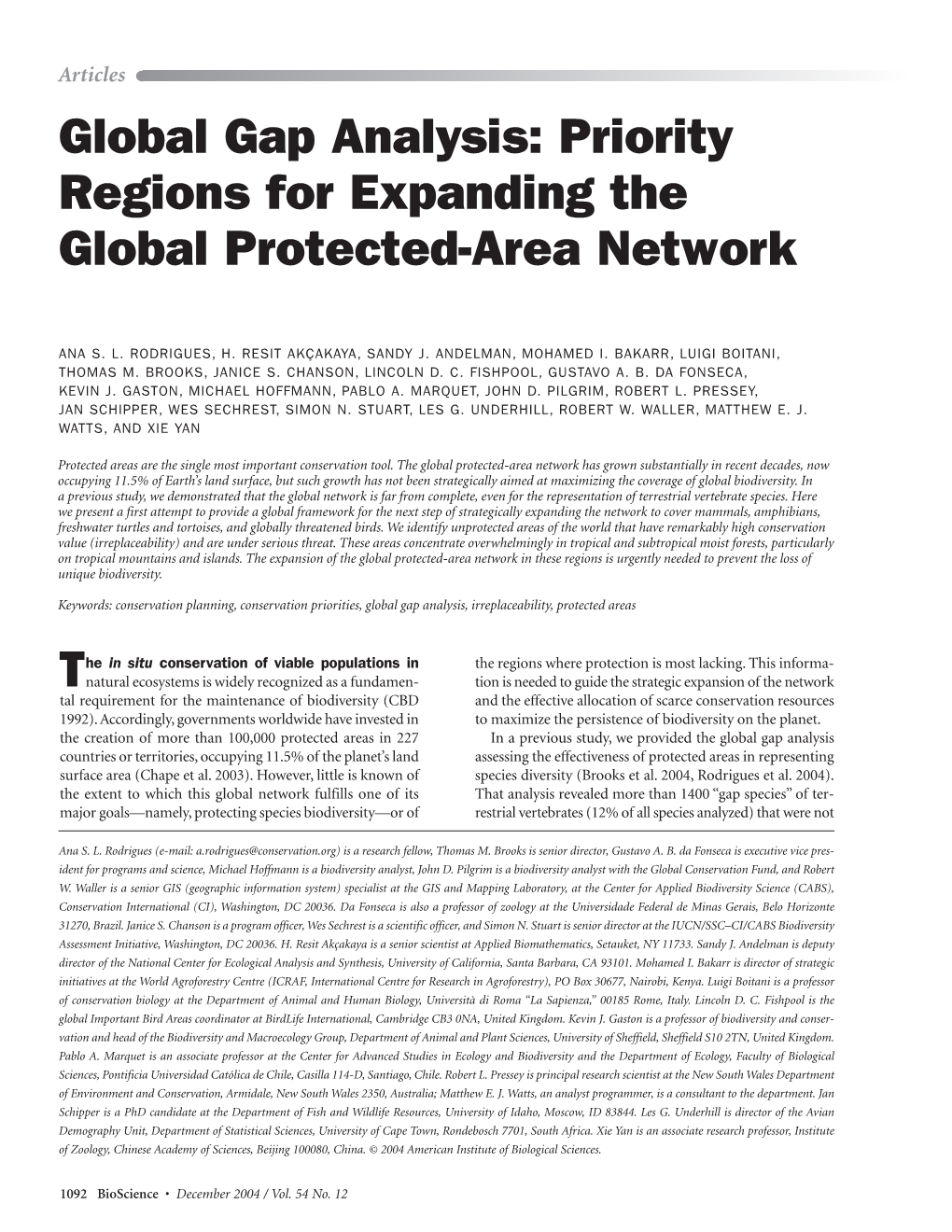 Priority Regions for Expanding the Global Protected-Area Network
