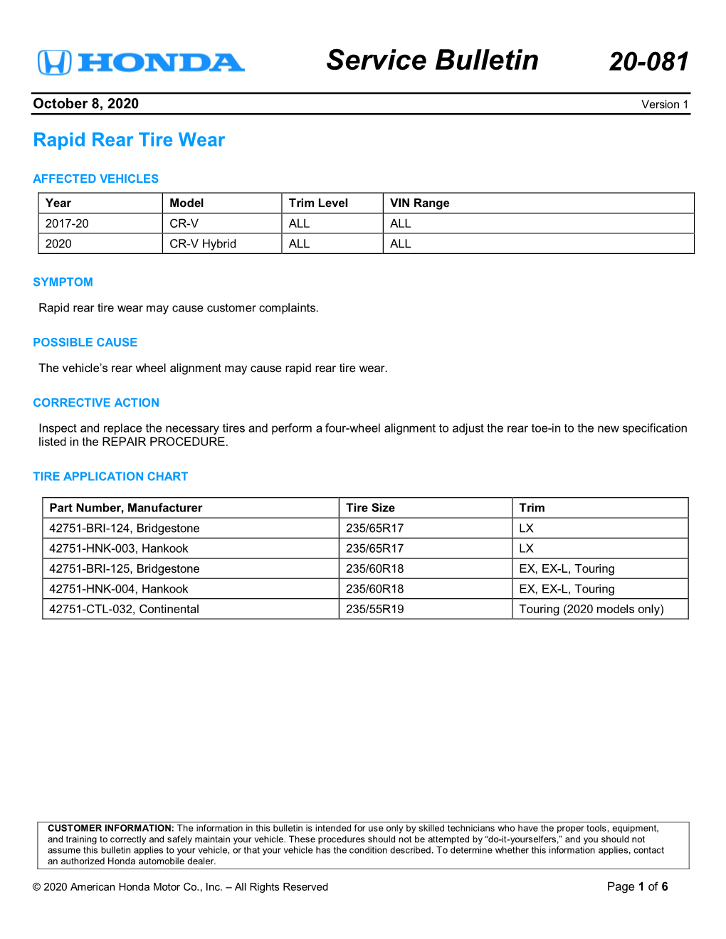 Service Bulletin 20-081